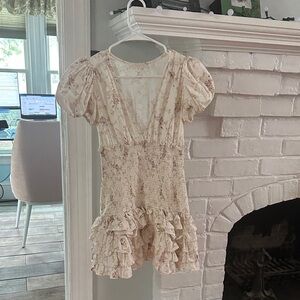 LoveShackFancy Cream Floral Dress